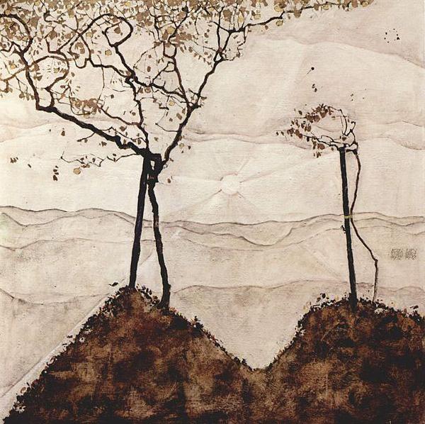 Egon Schiele Herbstsonne und Baume oil painting image